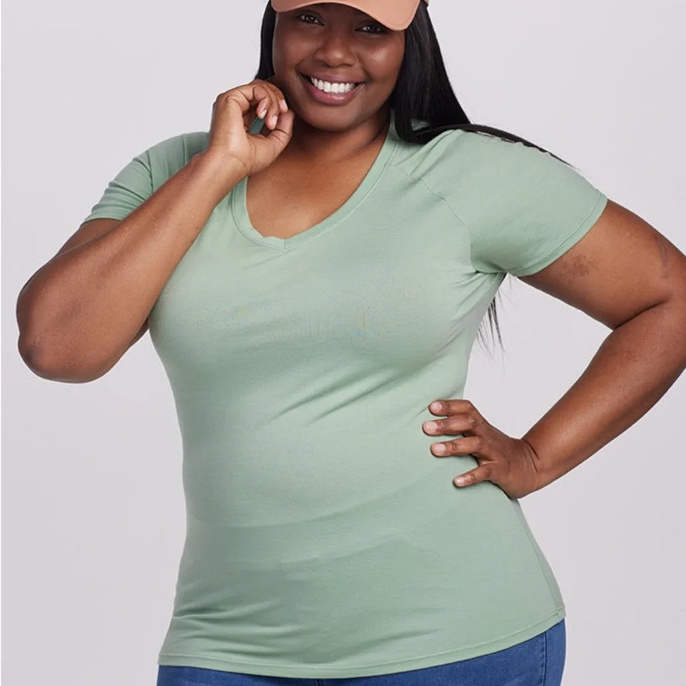 Woolx merino v-neck T-shirt, aqua size small NWT in packaging